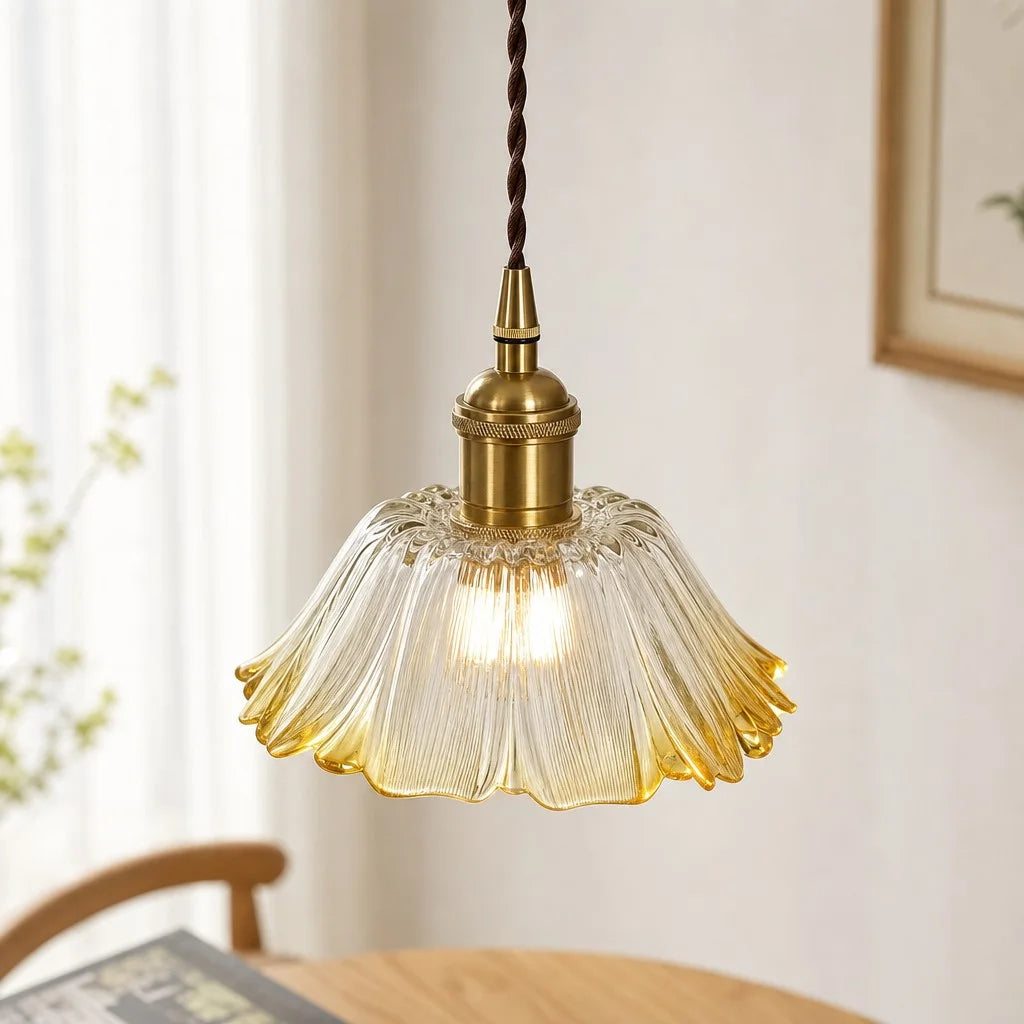 hanglamp glas bloem vintage