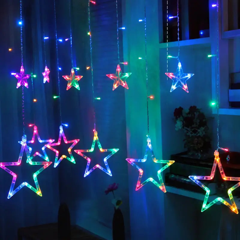 kerstverlichting led lichtgordijn met sterren 120 lampjes
