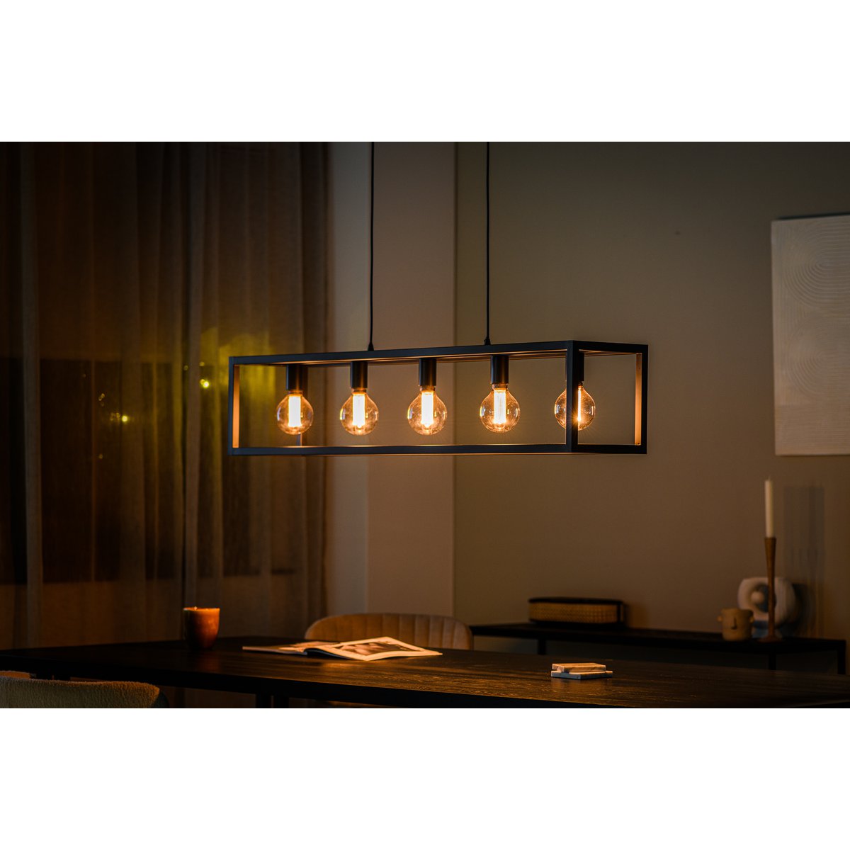 pendant lamp, 5-light, h340 black