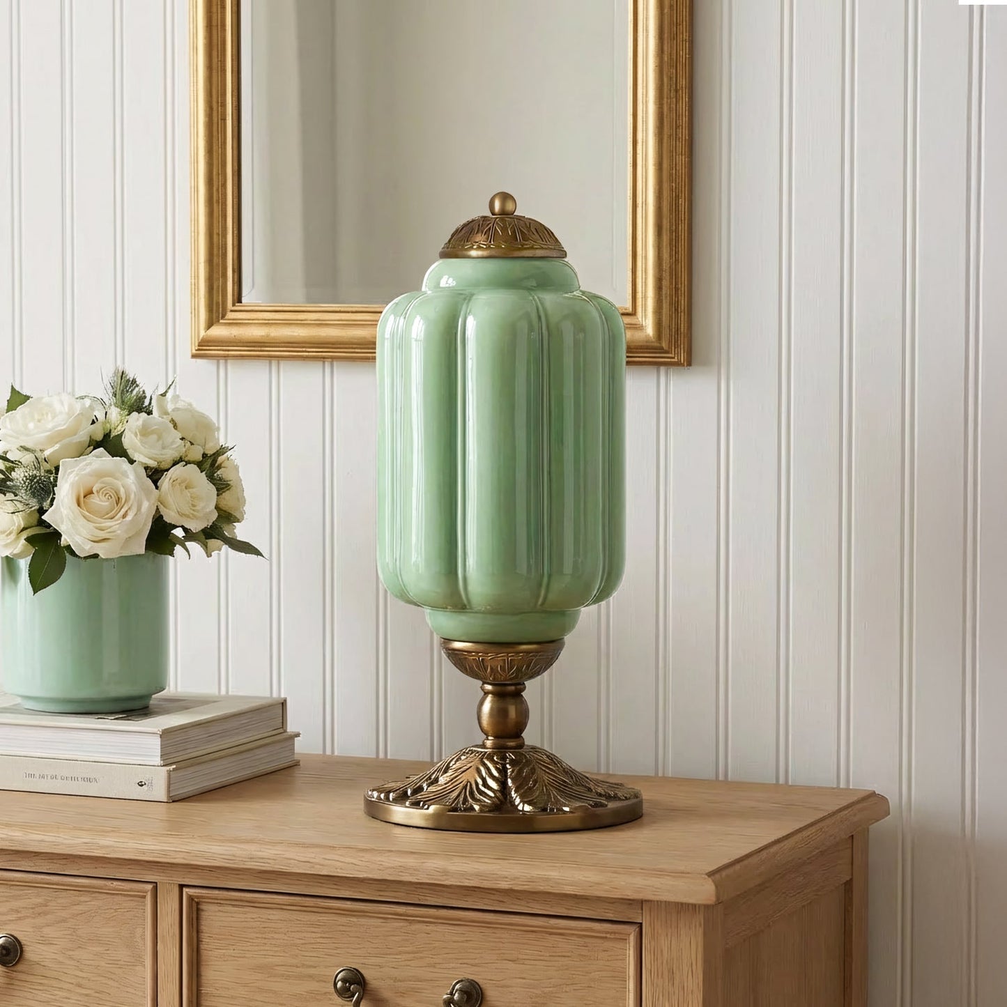 lumi eloise tafellamp in frans retro-stijl, crèmekleurig glas met structuur