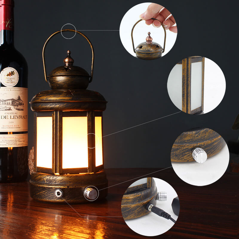 sfeervolle retro lantaarnlamp op een bijzettafel