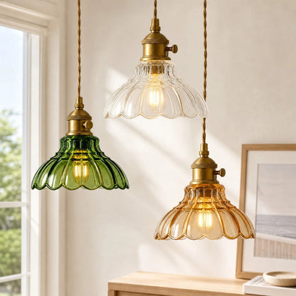 Glazen Hanglamp Vintage Bloemontwerp