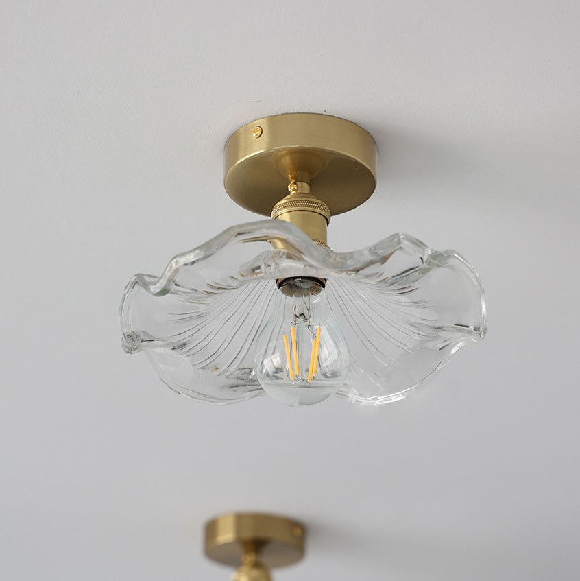 elegante glazen plafondlamp in hibiscus-design