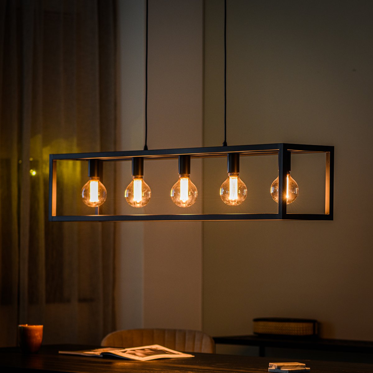 pendant lamp, 5-light, h340 black