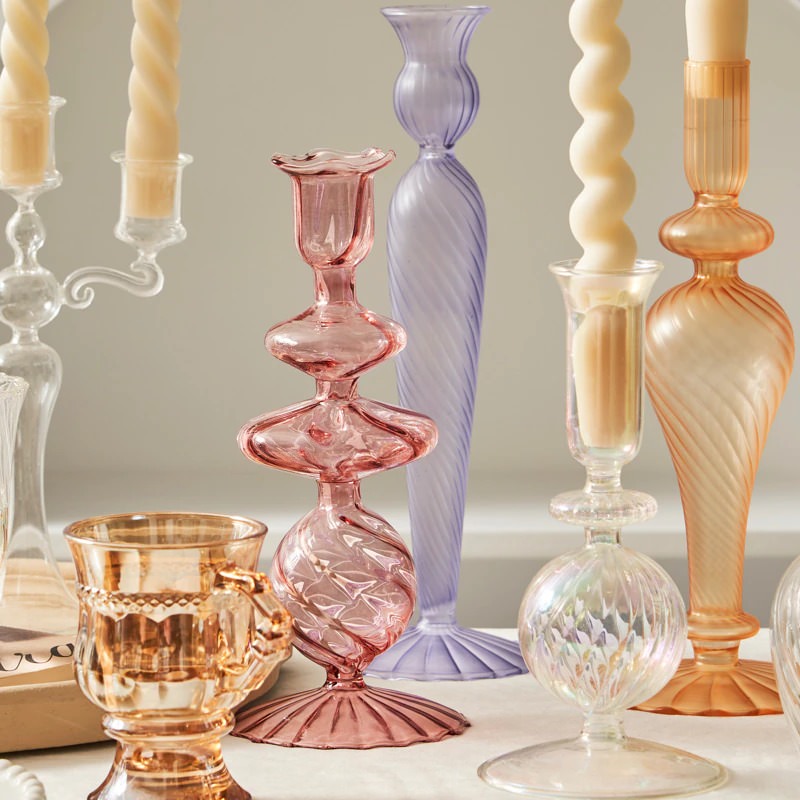 glazen kandelaar frans vintage ontwerp