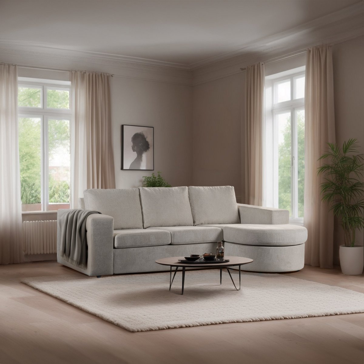 3 seater sofa cl l+r, fabric lord 22, e460 beige