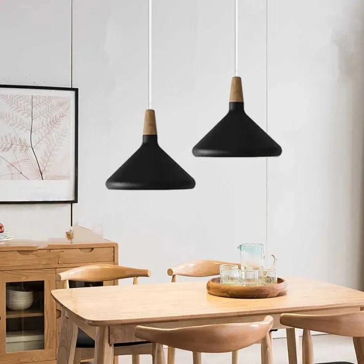 elegante conische metalen hanglamp geïnspireerd op franse macarons