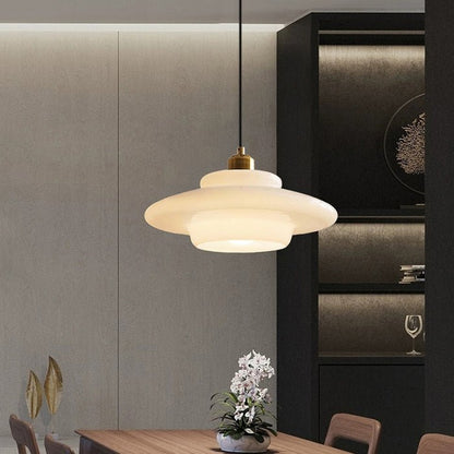 Elegante Witte Glazen Hanglamp voor een Stralende Verlichting