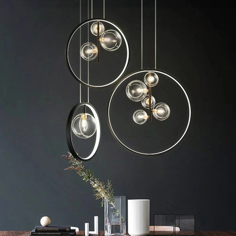 elegante nordic bubble glazen hanglampen met stijlvolle ring