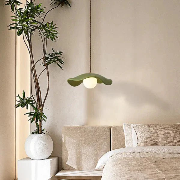 unieke wabi sabi eetkamer hanglamp met prachtige lotusbladeren