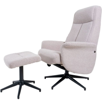 Relaxfauteuil Bindy + Hocker – Bouclé – Naturel