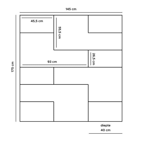 huub white shelving unit 175 x 145 cm – room divider