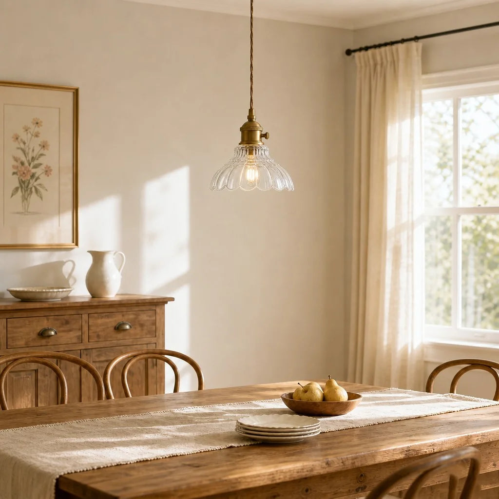 glazen hanglamp vintage bloemontwerp