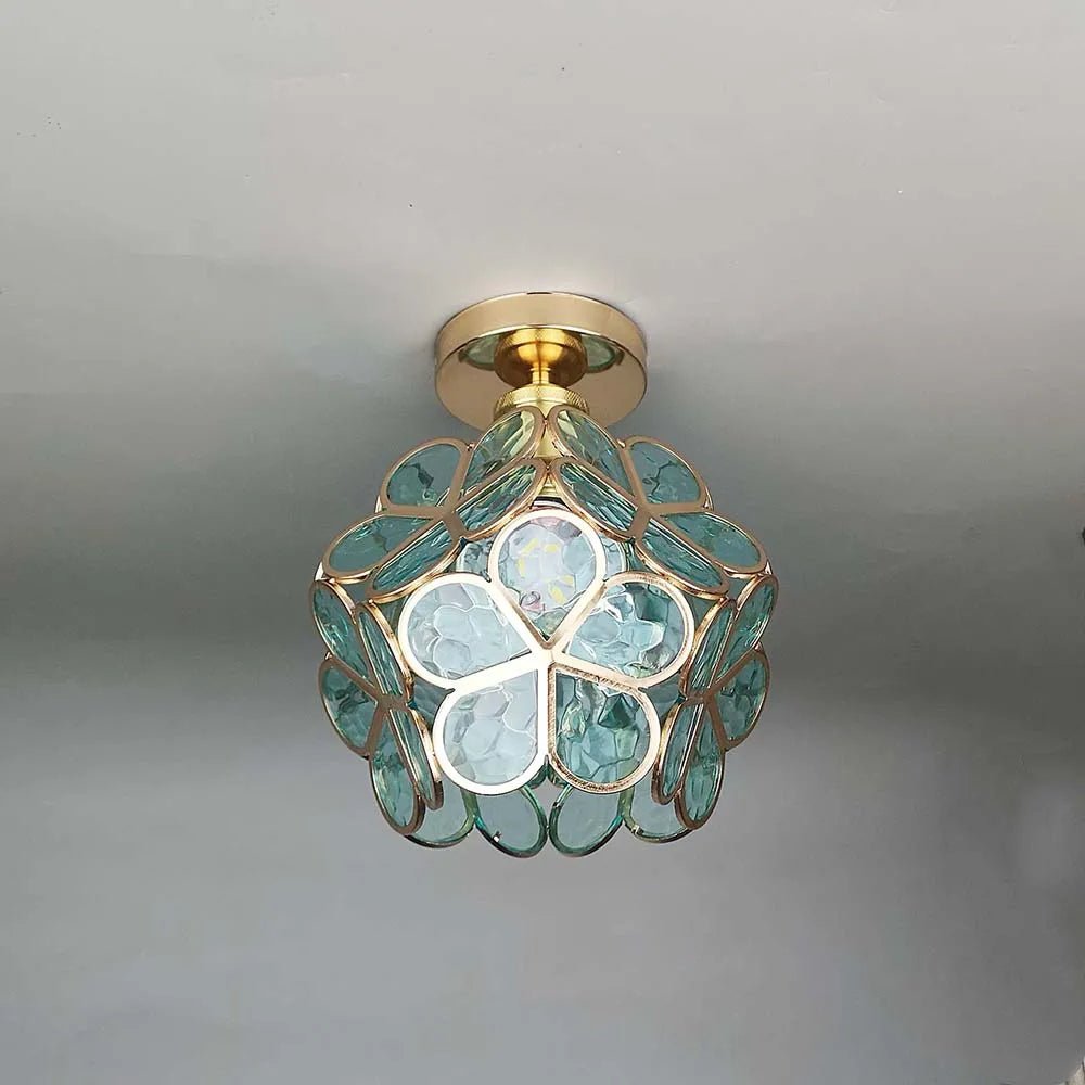 design bloemen stijl glazen hal plafondlamp