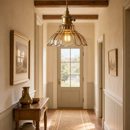 Glazen Hanglamp Vintage Bloemontwerp