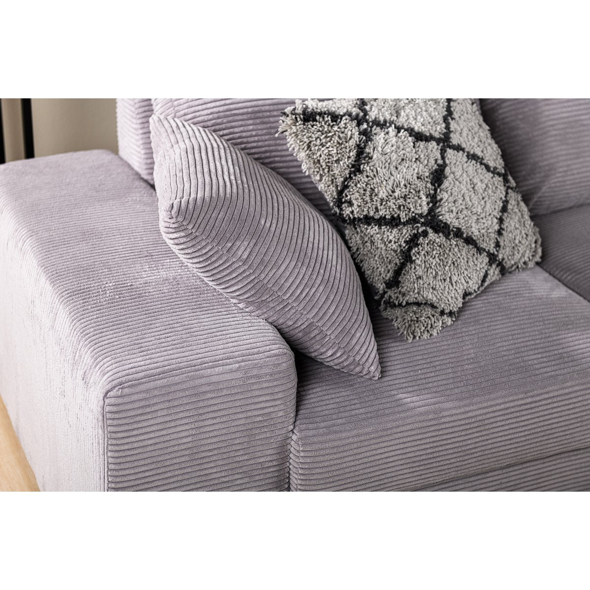 3 seater sofa cl right, fabric rib, rib311 grey