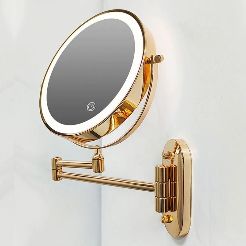 luxe gouden oplaadbare led vergrotende spiegel voor perfecte make-up en badkamerstijl