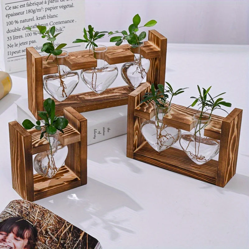 houten decoratieve vaas hartvorm