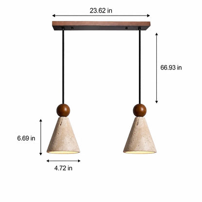 Ariad Wabi-Sabi travertijn hanglamp in kegelvorm