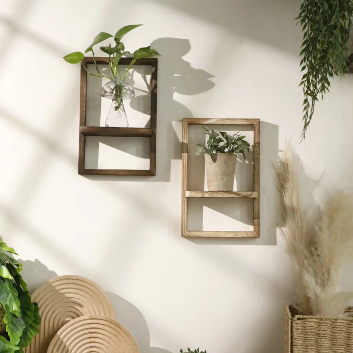 houten wandplank met frame