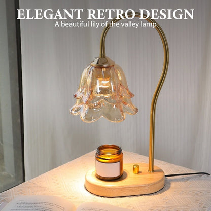 Decoratieve tafellamp kaarsenwarmer in glas en hout