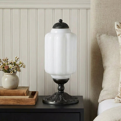 Lumi Eloise tafellamp in Frans retro-stijl, crèmekleurig glas met structuur