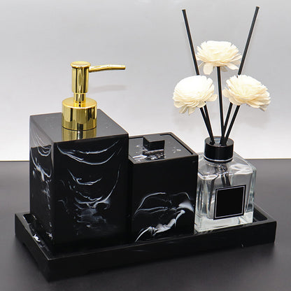 Badkameraccessoireset Imitatiemarmer Zwart Met Gouden Accenten
