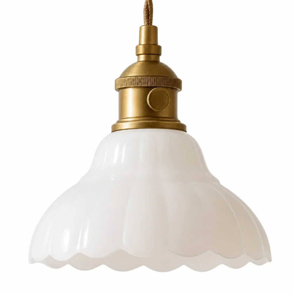 glazen hanglamp vintage bloemontwerp