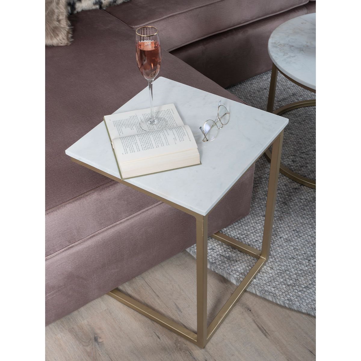 laptop table mitch marble - white/gold