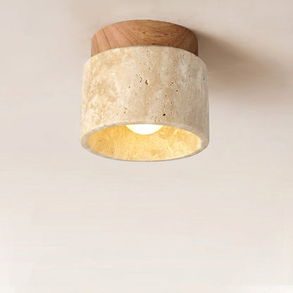 Plafondlamp Van Gips En Hout Opbouw