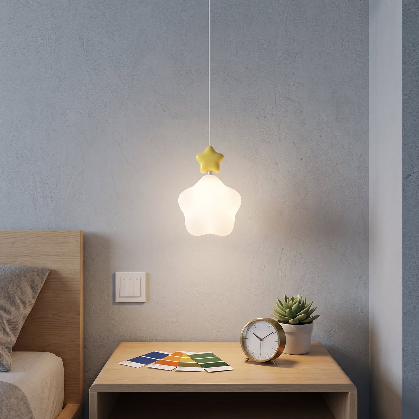 wolk hanglamp met sterdetail als sfeervolle led nachtlamp