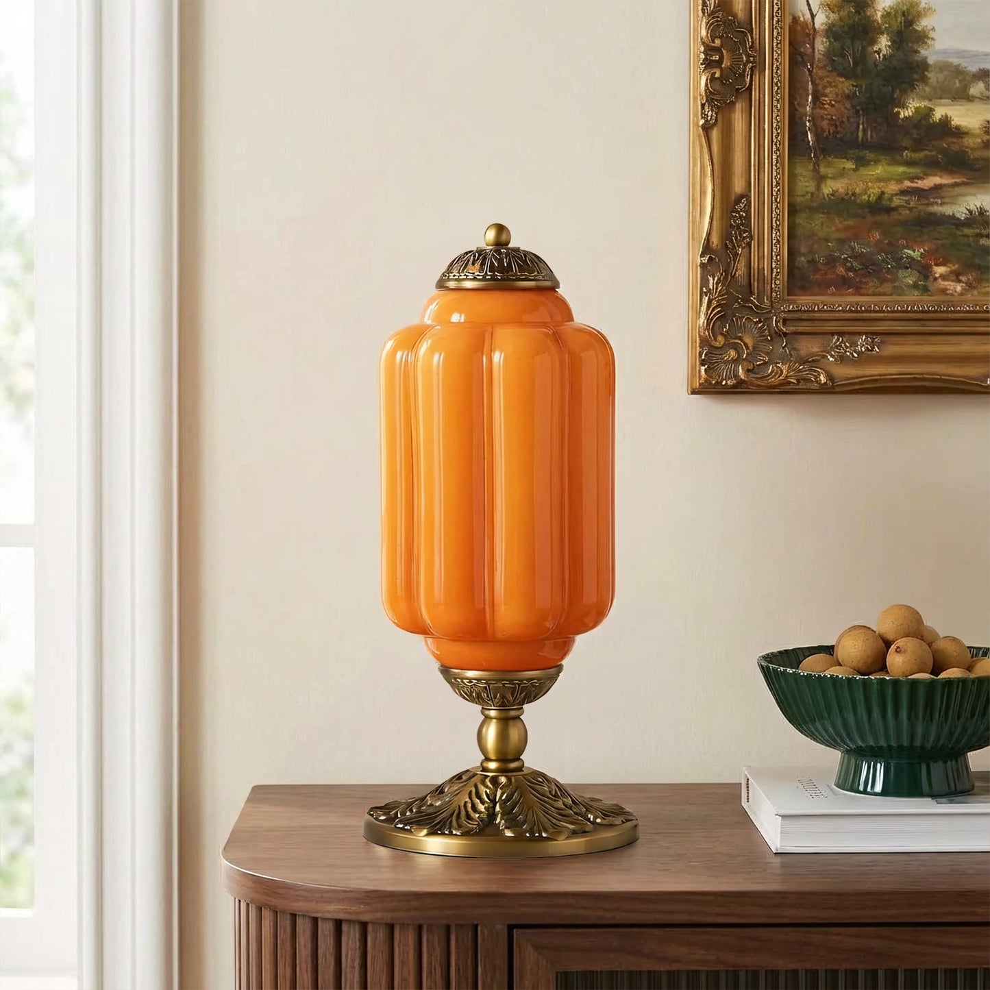 lumi eloise tafellamp in frans retro-stijl, crèmekleurig glas met structuur