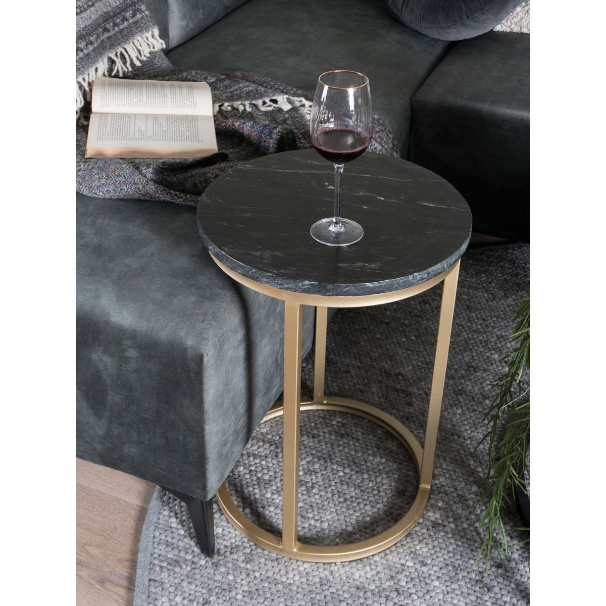 laptop table mitch marble round - black/gold