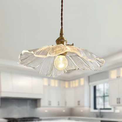 Lotus glazen hanglamp bekeken vanuit de zijkant