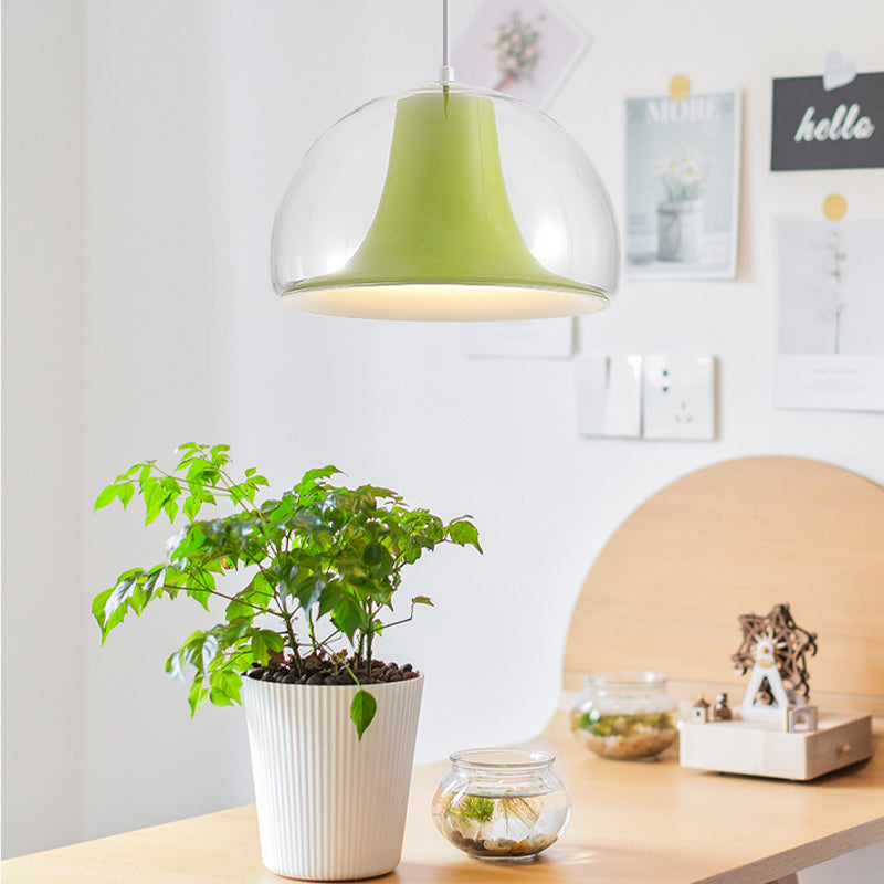 elegante halfronde glazen hanglamp met juweelachtige jellies