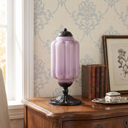 Lumi Eloise tafellamp in Frans retro-stijl, crèmekleurig glas met structuur