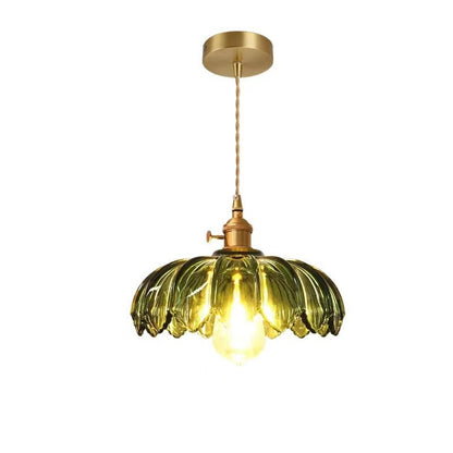 Stijlvolle vintage glazen bloemenhanglamp voor een sfeervolle ambiance