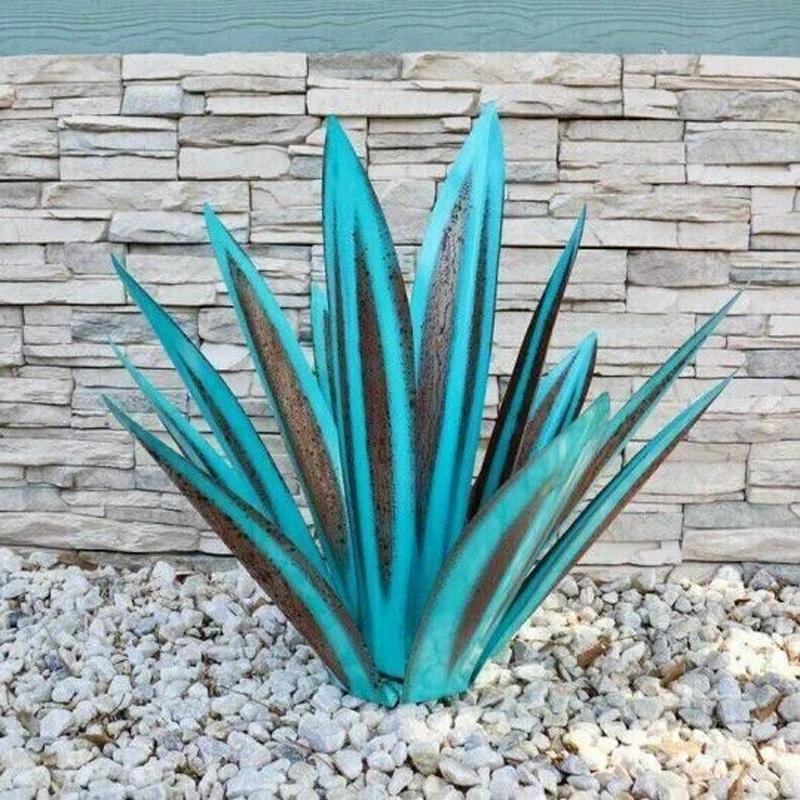 decoratief tuinsieraad kunstmatige metalen agaveplant 27-35 cm