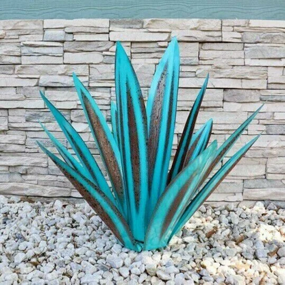 Decoratief tuinsieraad kunstmatige metalen agaveplant 27-35 cm