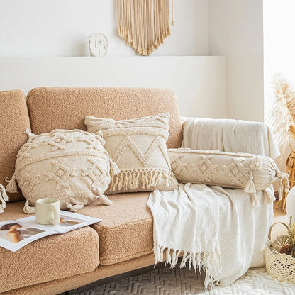 Gevoerde Kussenhoes Beige Boho Ontwerp