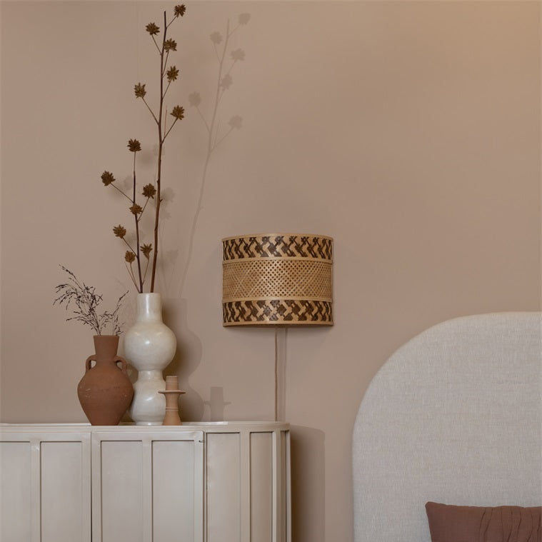 bamboe wandlamp natuurlijke bruin 32 cm