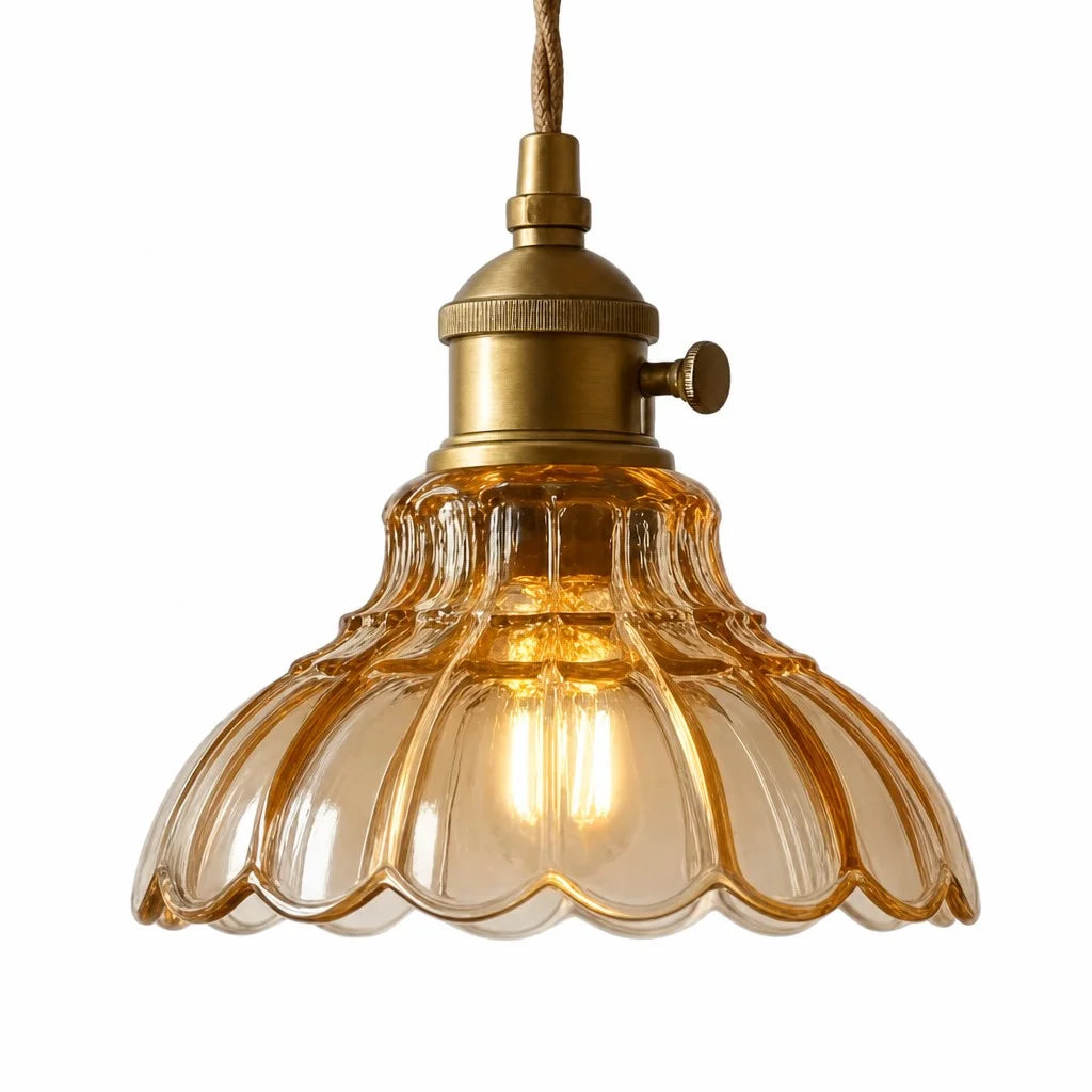 glazen hanglamp vintage bloemontwerp