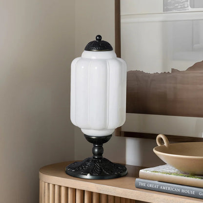 Lumi Eloise tafellamp in Frans retro-stijl, crèmekleurig glas met structuur