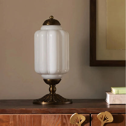 Lumi Eloise tafellamp in Frans retro-stijl, crèmekleurig glas met structuur