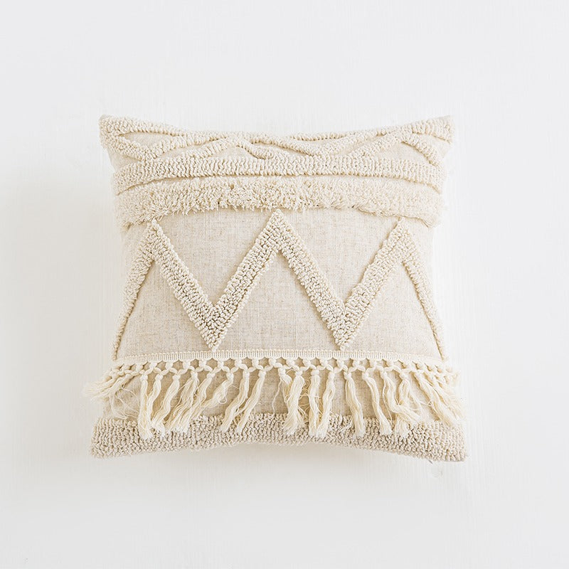 gevoerde kussenhoes beige boho ontwerp