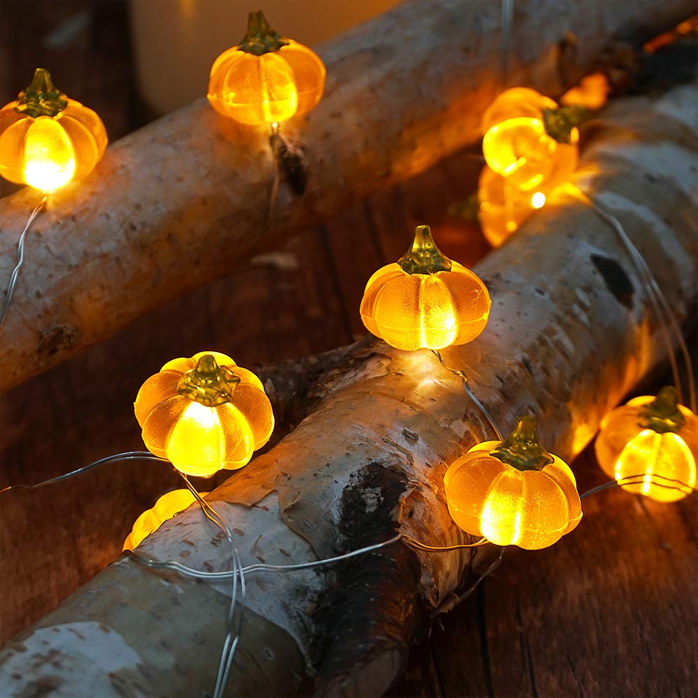 Halloween slinger met 3D-pompoenen en 30 LED-lampjes