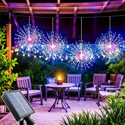 Buitenverlichting op zonne-energie met stervormig vuurwerkeffect