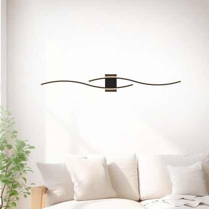 Detailweergave van het zwarte armatuur van de led-wandlamp