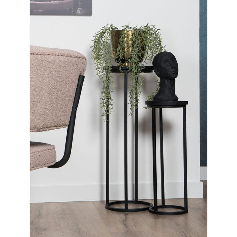 plant tables sam round - set of 3 - black mango wood