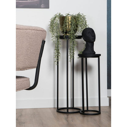 Plant tables Sam Round - Set of 3 - Black Mango Wood